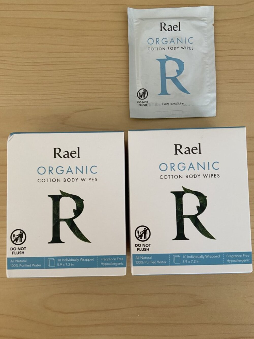 Rael Organic Cotton Body Wipes – 2 Boxes (New/Unused)